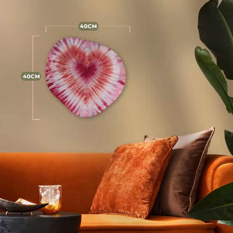 Organisch schilderij - Forex - Hartvorm - Roze - Tie dye — 4