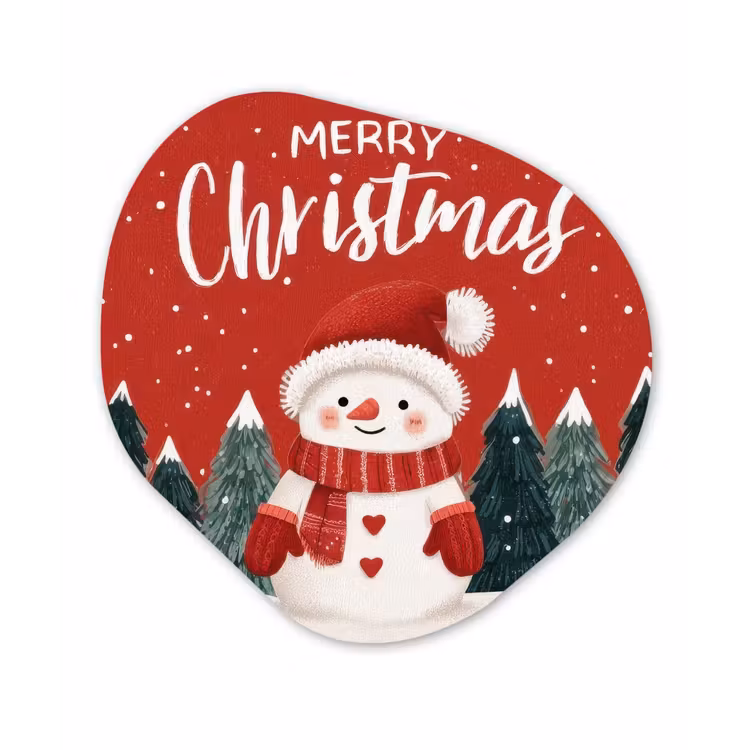 Organisch schilderij - Forex - Kerstgroet - Sneeuw - Rood — 1