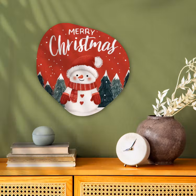 Organisch schilderij - Forex - Kerstgroet - Sneeuw - Rood — 2