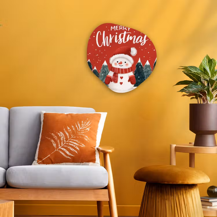 Organisch schilderij - Forex - Kerstgroet - Sneeuw - Rood — 3