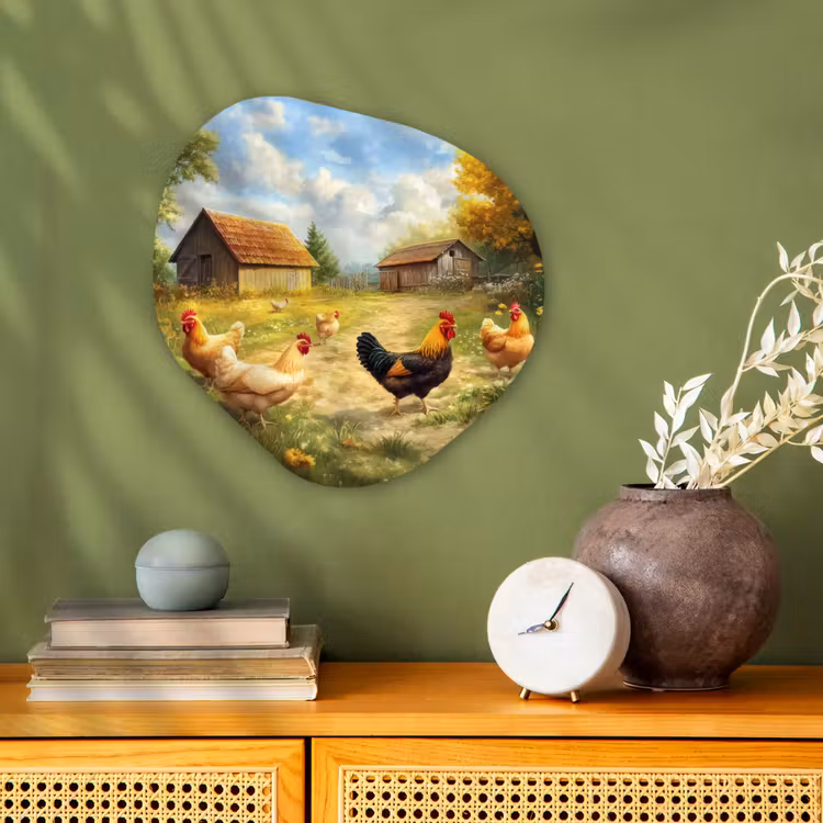 Organisch schilderij - Forex - Kippen - Landelijke rust - Natuur — 2