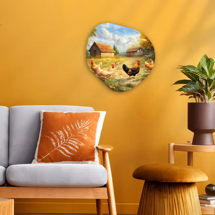 Organisch schilderij - Forex - Kippen - Landelijke rust - Natuur — 3