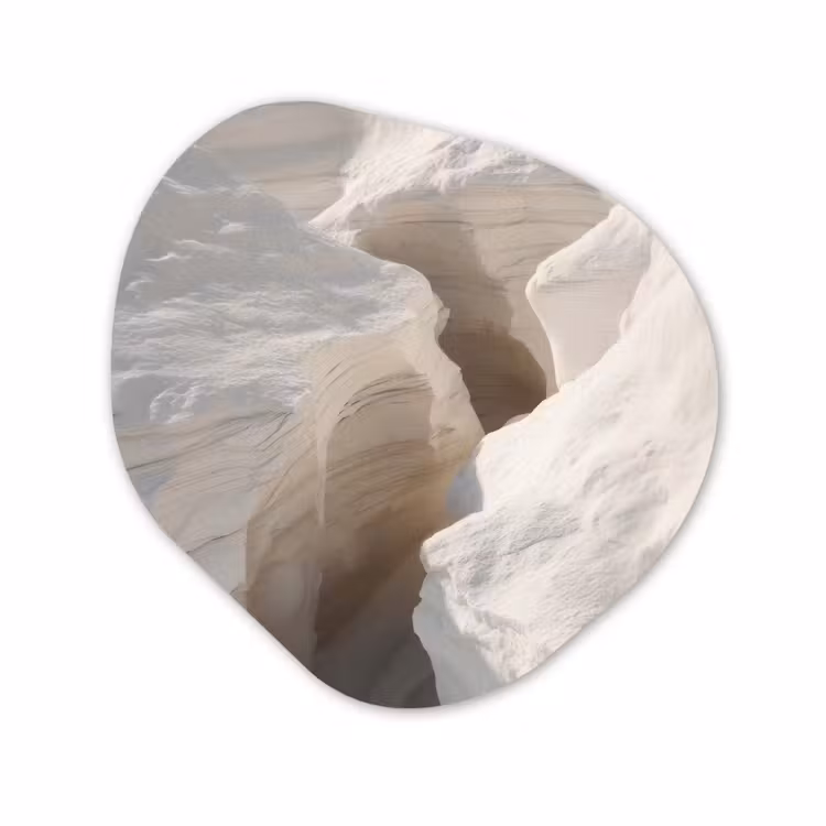Organisch schilderij - Glas - Kloof - Wit - Sneeuw — 1