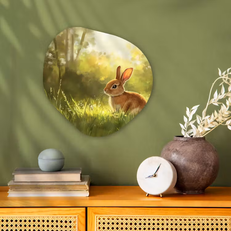 Organisch schilderij - Forex - Konijn - Zonlicht - Bos — 2