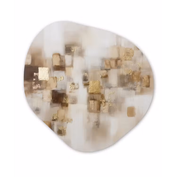 Organisch schilderij - Forex - Abstracte vierkanten - Aardetonen - Mistig — 1