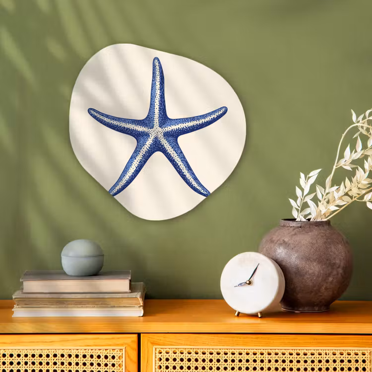 Organisch schilderij - Forex - Blauwe zeester - Minimalistisch - Beige — 2