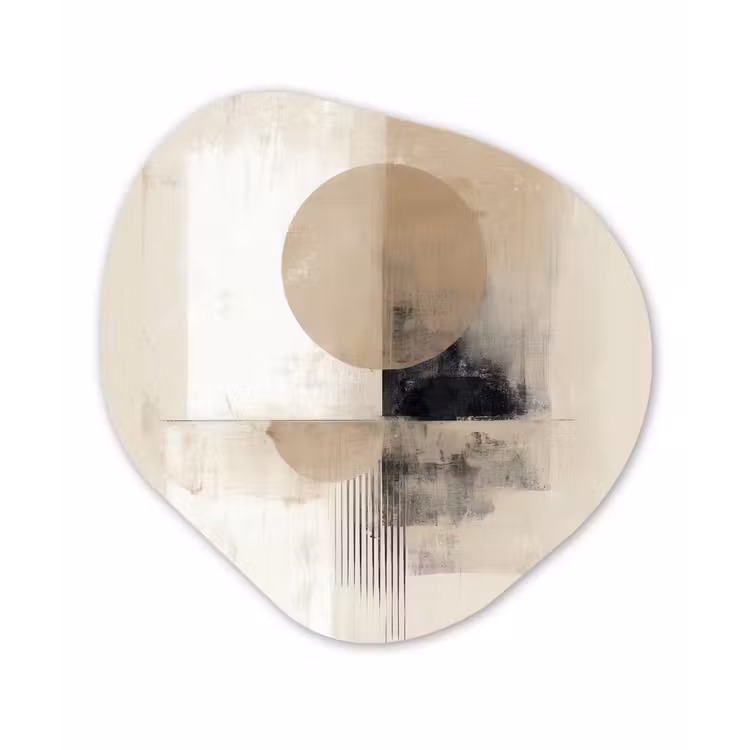Organisch schilderij - Forex - Cirkel - Compositie - Diepte - Beige — 1