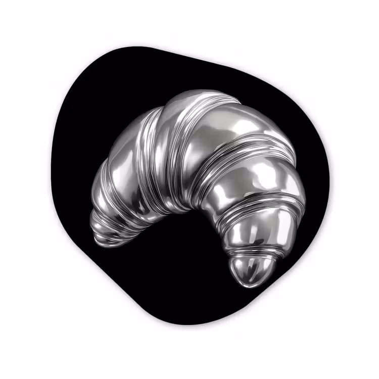 Organisch schilderij - Forex - Croissant - Metaal - Zilver — 1