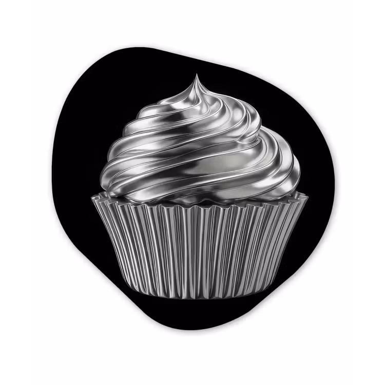 Organisch schilderij - Forex - Cupcake - Luxueus - Zilver — 1