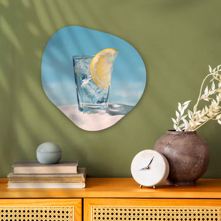 Organisch schilderij - Forex - Glas - ijsblokjes - Citroen — 2