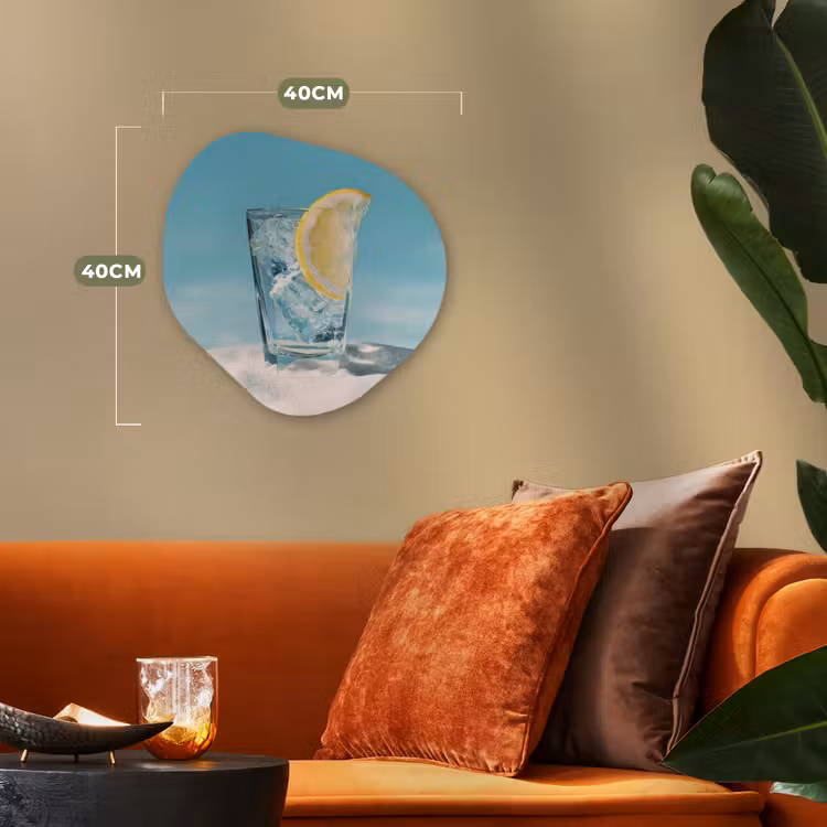 Organisch schilderij - Forex - Glas - ijsblokjes - Citroen — 4