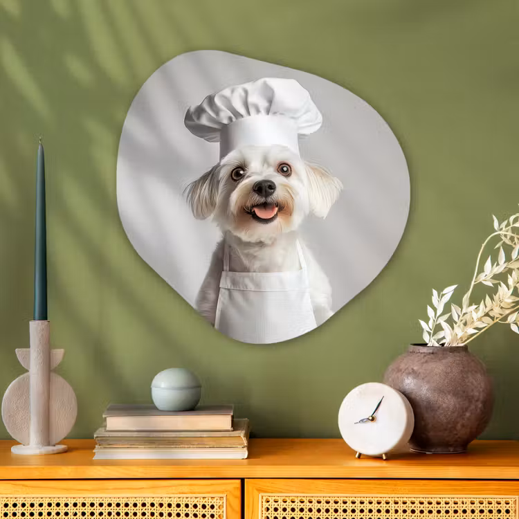 Organisch schilderij - Glas - Hond - Wit - Kok — 2