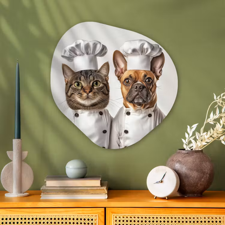 Organisch schilderij - Glas - Kat - Hond - Kokskleding — 2