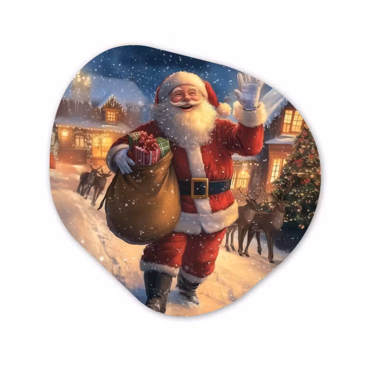 Organisch schilderij - Forex - Kerstman - Dorp - Hert - Donker — 1