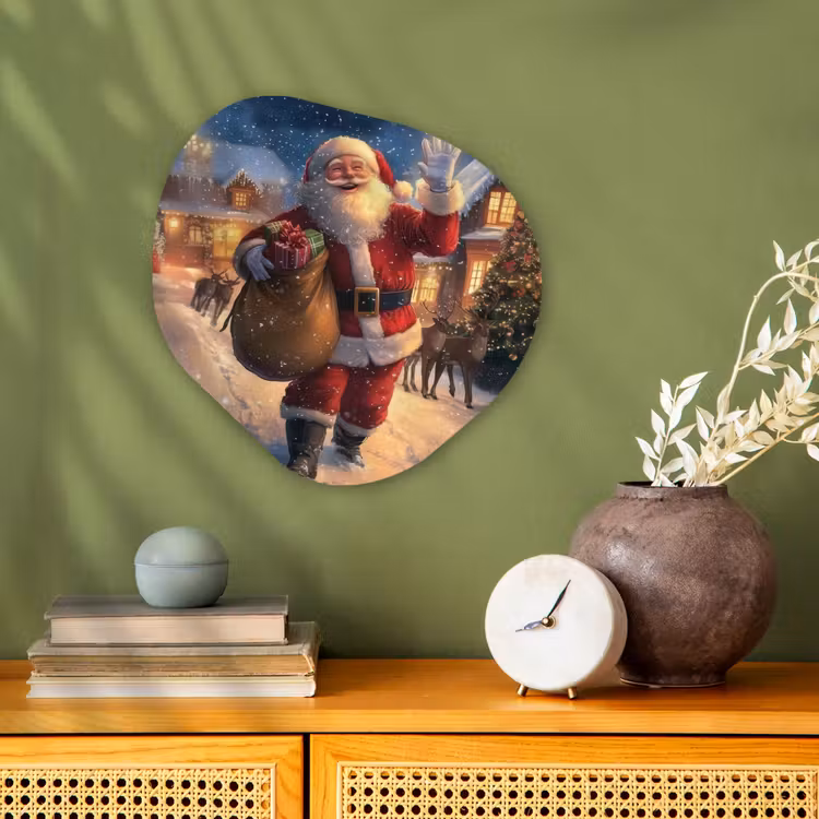 Organisch schilderij - Forex - Kerstman - Dorp - Hert - Donker — 2