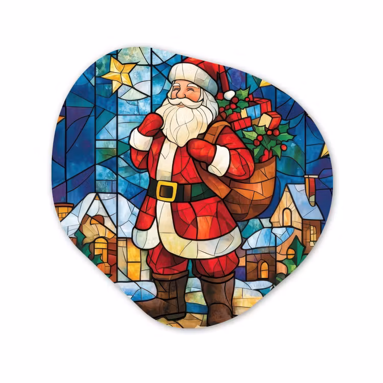 Organisch schilderij - Forex - Kerstman - Glas - Kleurrijk — 1