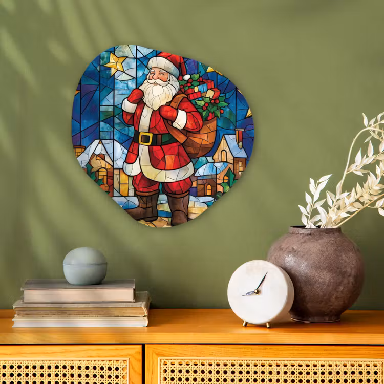 Organisch schilderij - Forex - Kerstman - Glas - Kleurrijk — 2