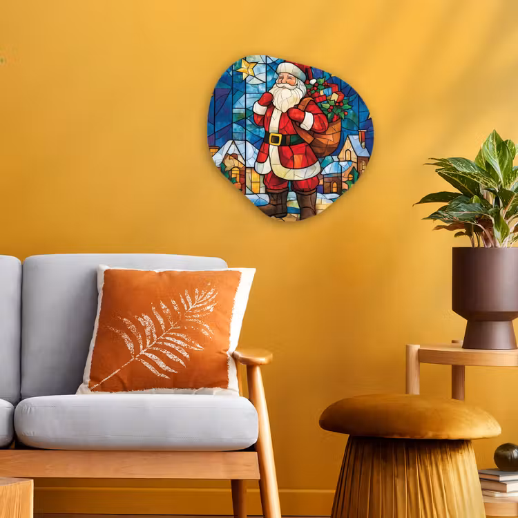 Organisch schilderij - Forex - Kerstman - Glas - Kleurrijk — 3