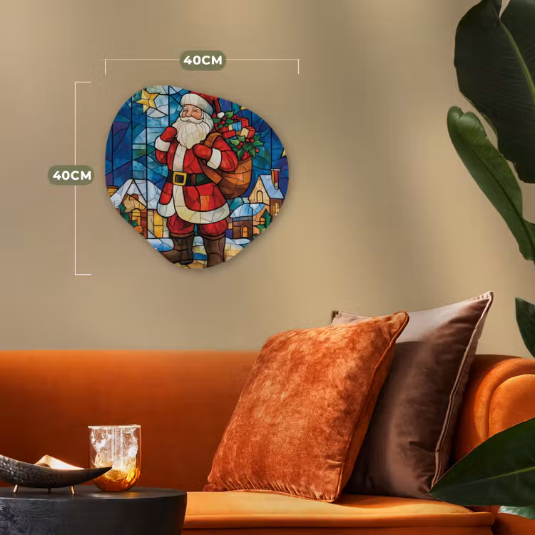 Organisch schilderij - Forex - Kerstman - Glas - Kleurrijk — 4
