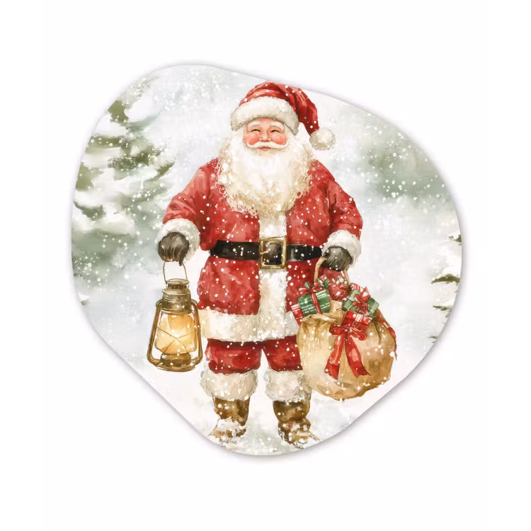 Organisch schilderij - Forex - Kerstman- Winter - Sneeuw - Wit - Rood — 1