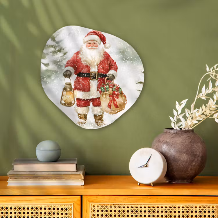 Organisch schilderij - Forex - Kerstman- Winter - Sneeuw - Wit - Rood — 2