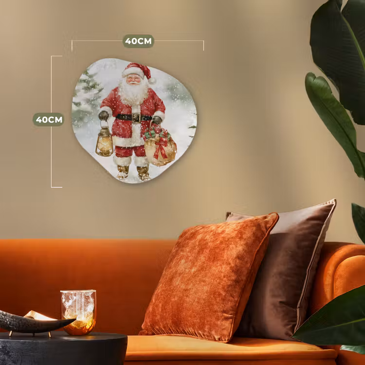 Organisch schilderij - Forex - Kerstman- Winter - Sneeuw - Wit - Rood — 4