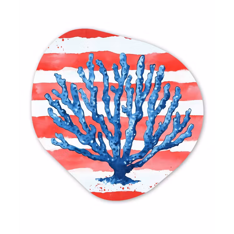 Organisch schilderij - Forex - Koraal - Verfstructuur - Rood - Blauw — 1