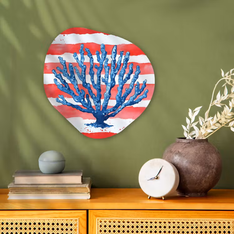 Organisch schilderij - Forex - Koraal - Verfstructuur - Rood - Blauw — 2