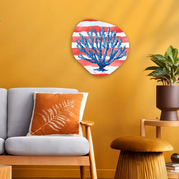 Organisch schilderij - Forex - Koraal - Verfstructuur - Rood - Blauw — 3