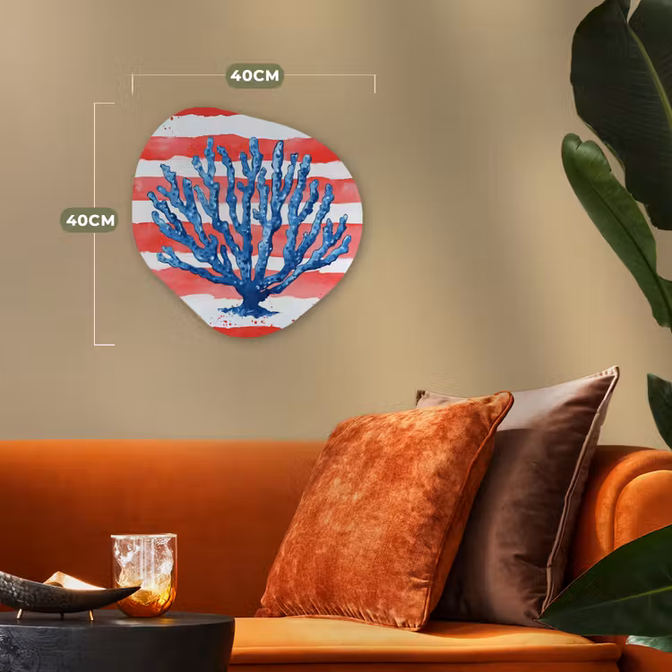Organisch schilderij - Forex - Koraal - Verfstructuur - Rood - Blauw — 4