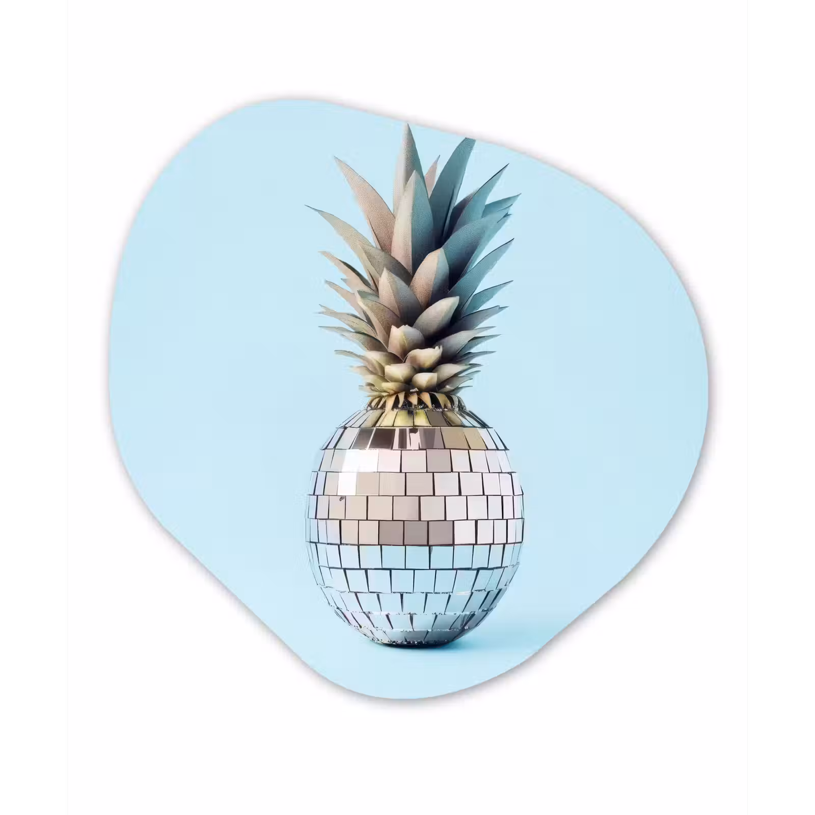 Organisch schilderij - Glas - Blauw - Ananas - Disco - Discobal — 1