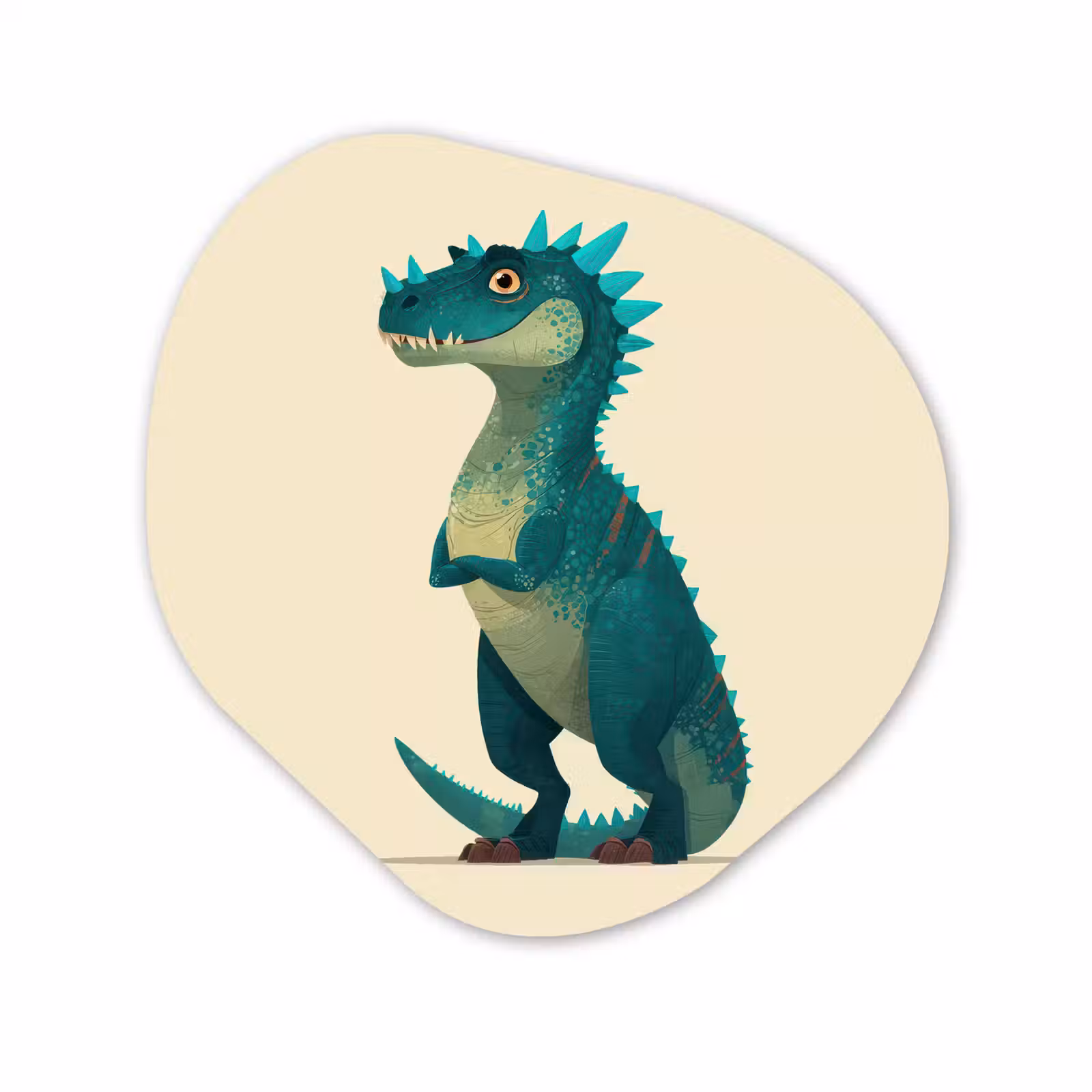 Organisch schilderij - Forex - Dinosaurus - Turquoise - Stekels — 1