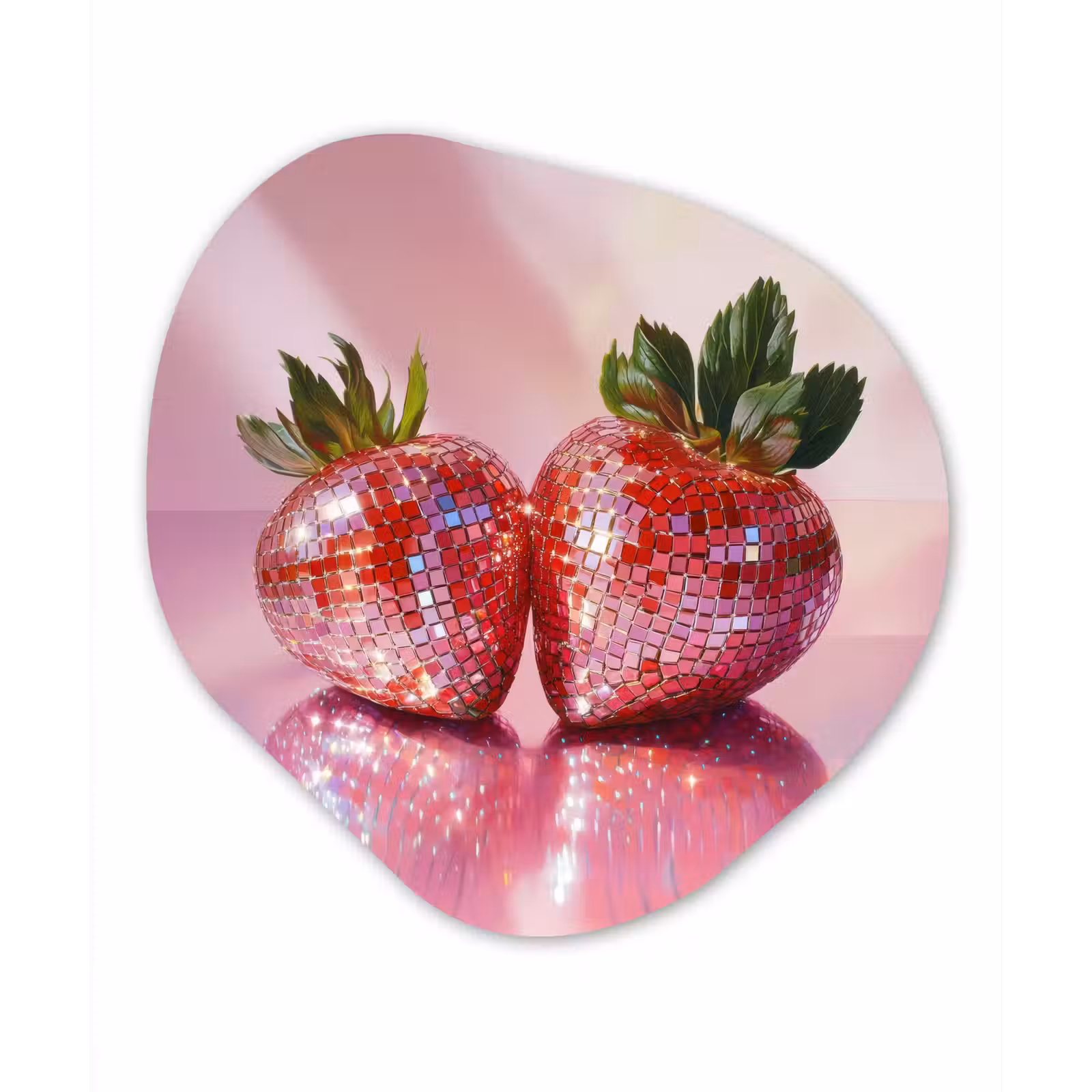 Organisch schilderij - Glas - Disco - Fruit - Glitter - Strawberry — 1