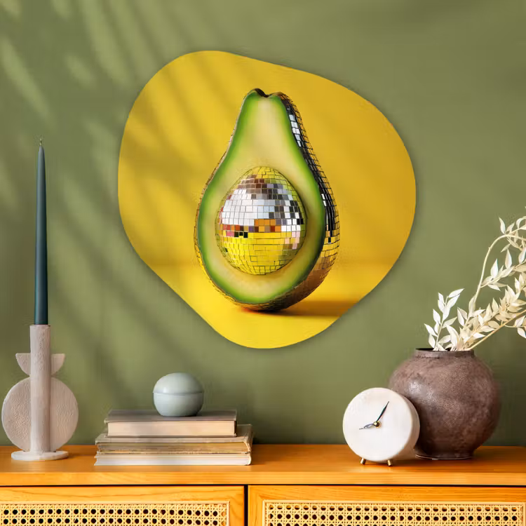 Organisch schilderij - Glas - Avocado - Discobal - Geel - Glitter — 2