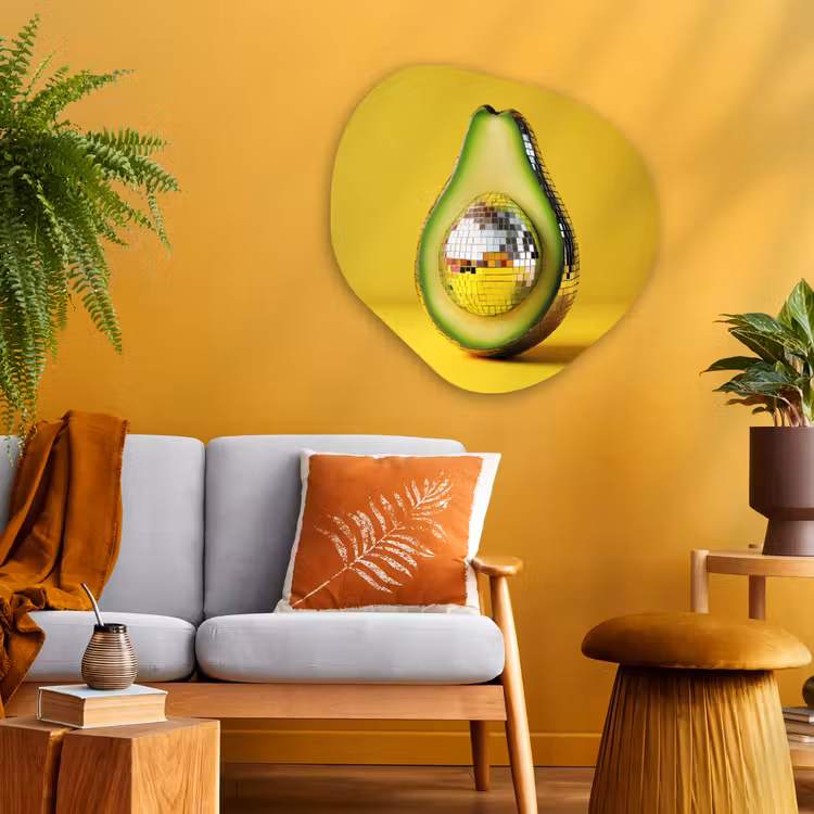 Organisch schilderij - Glas - Avocado - Discobal - Geel - Glitter — 3