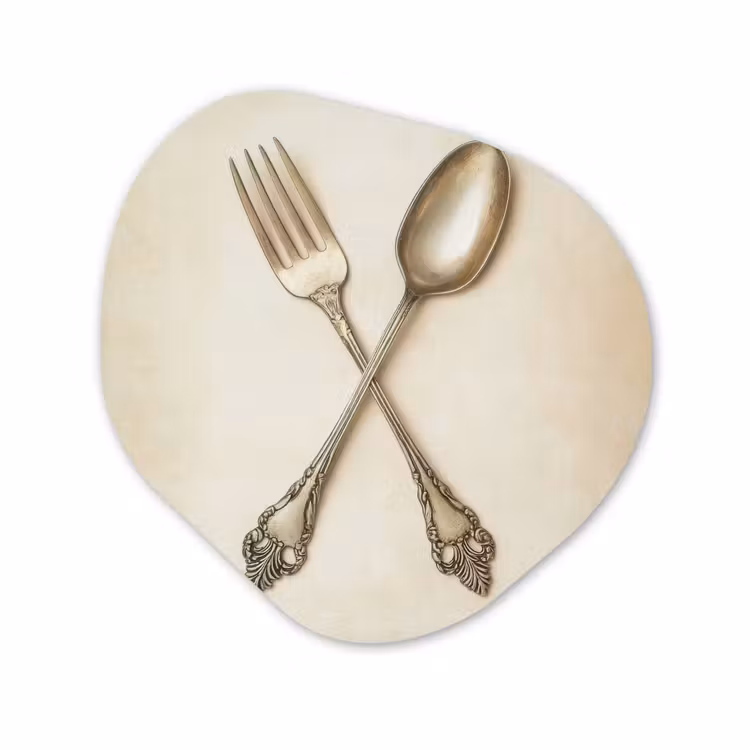 Organisch schilderij - Glas - Beige - Vintage - Bestek — 1