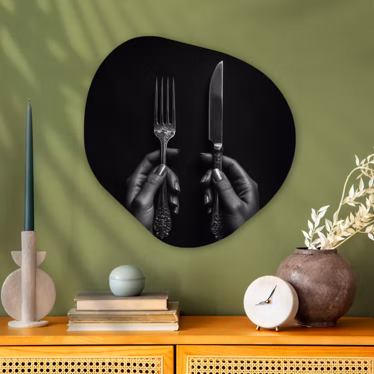 Organisch schilderij - Glas - Bestek - Zwart - Wit — 2