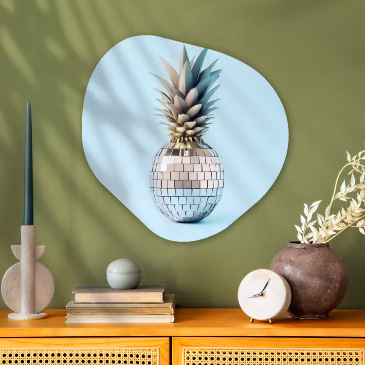 Organisch schilderij - Glas - Blauw - Ananas - Disco - Discobal — 2