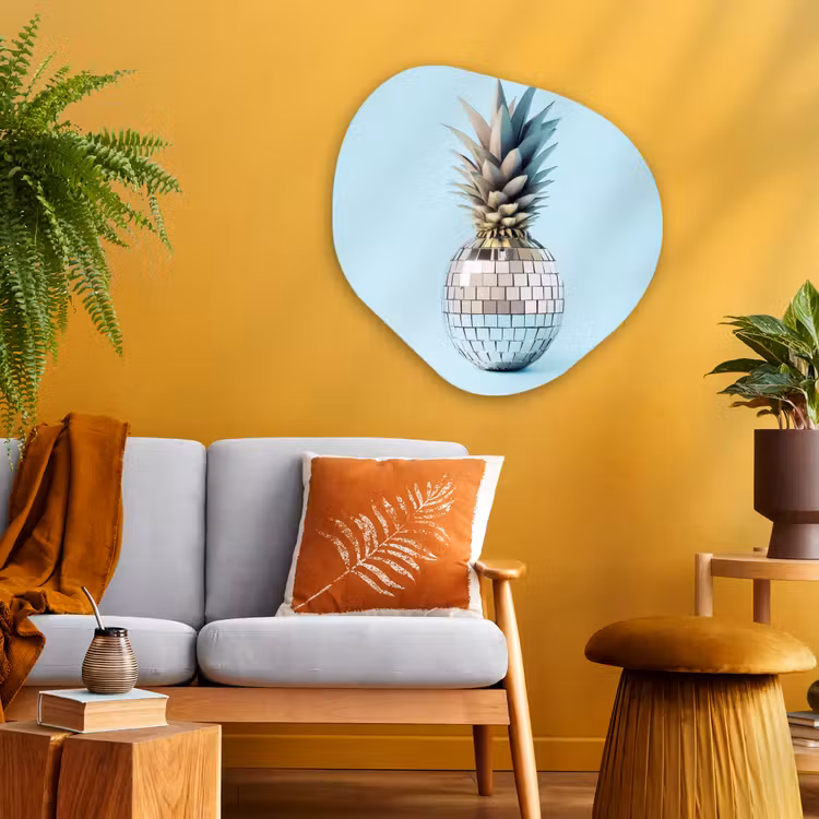 Organisch schilderij - Glas - Blauw - Ananas - Disco - Discobal — 3