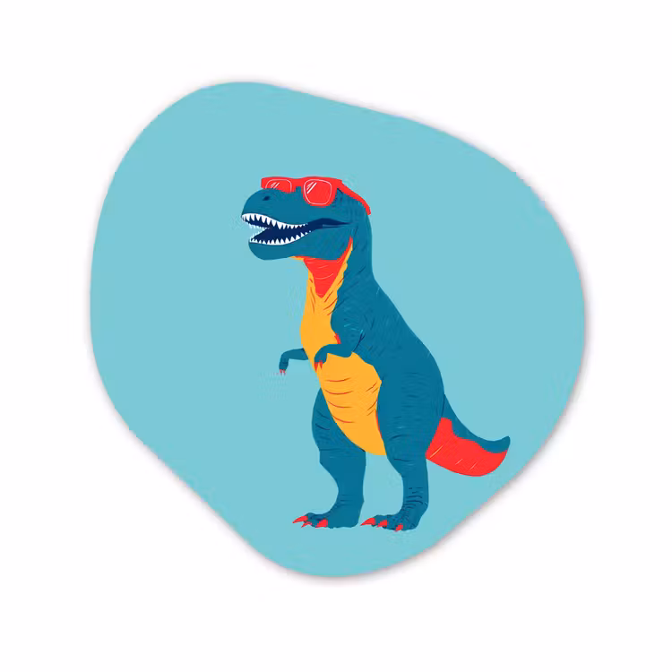 Organisch schilderij - Forex - Dinosaurus - Blauw - Zonnebril — 1