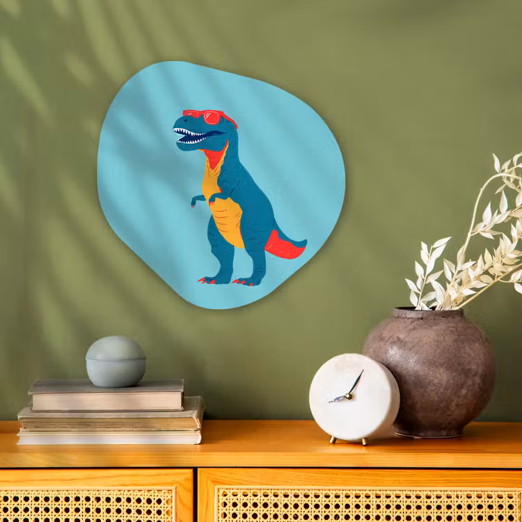 Organisch schilderij - Forex - Dinosaurus - Blauw - Zonnebril — 2