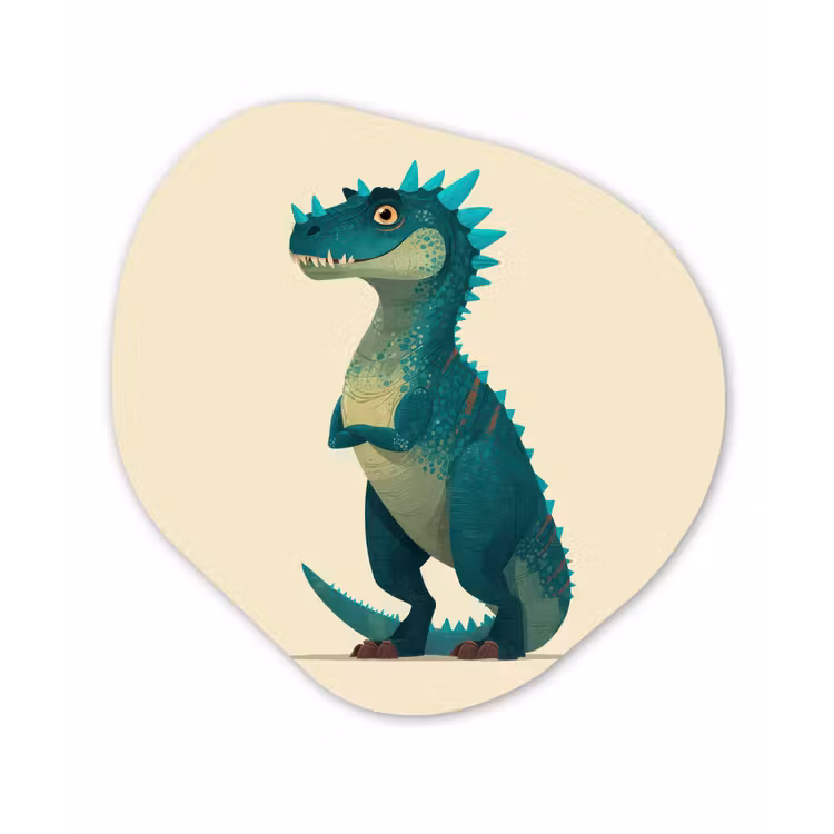 Organisch schilderij - Forex - Dinosaurus - Turquoise - Stekels — 1