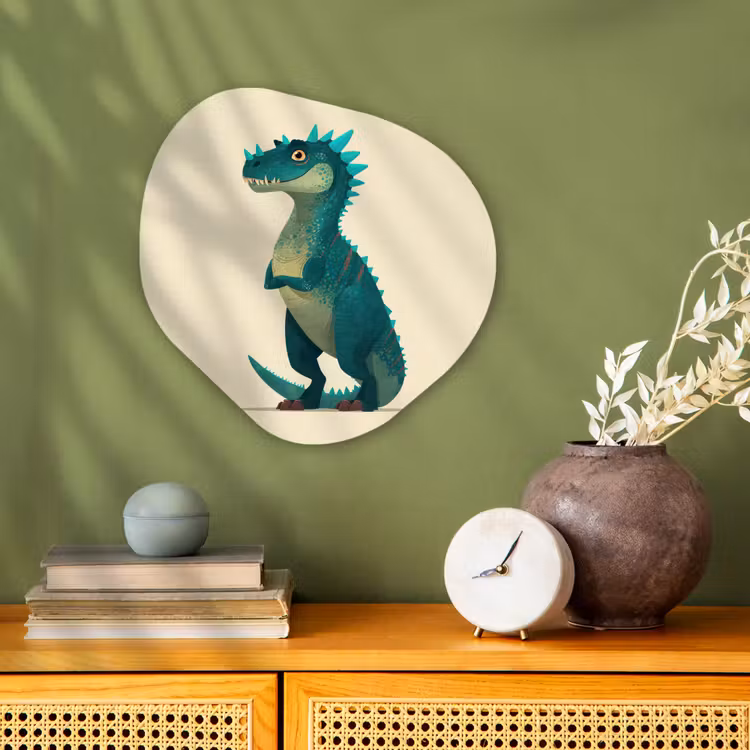 Organisch schilderij - Forex - Dinosaurus - Turquoise - Stekels — 2