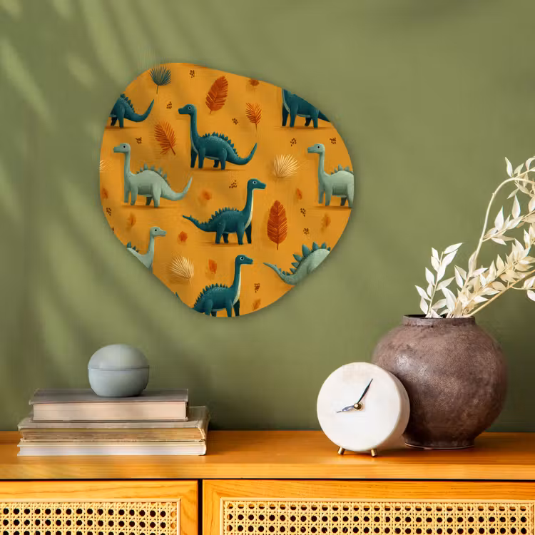 Organisch schilderij - Forex - Dinosaurussen - Stekels - Herfstbladeren - Bruin — 2