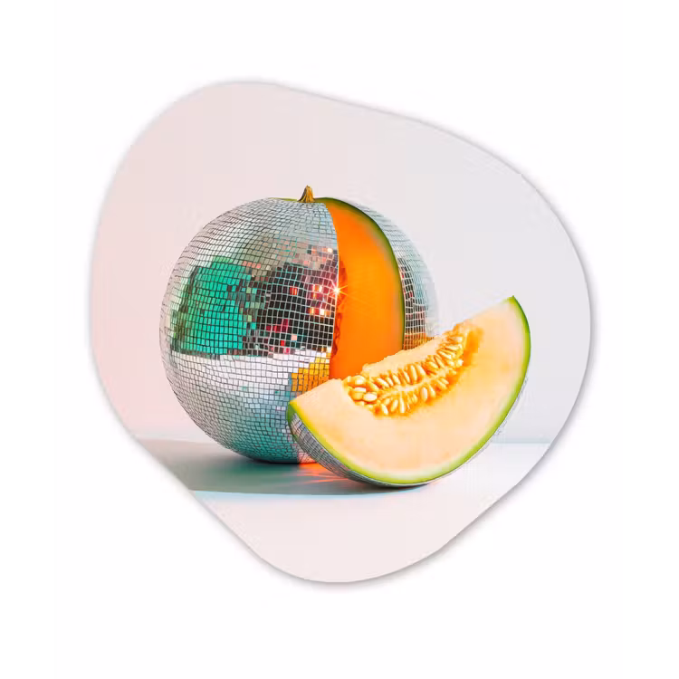 Organisch schilderij - Glas - Disco - Discobal - Meloen - Pastel — 1