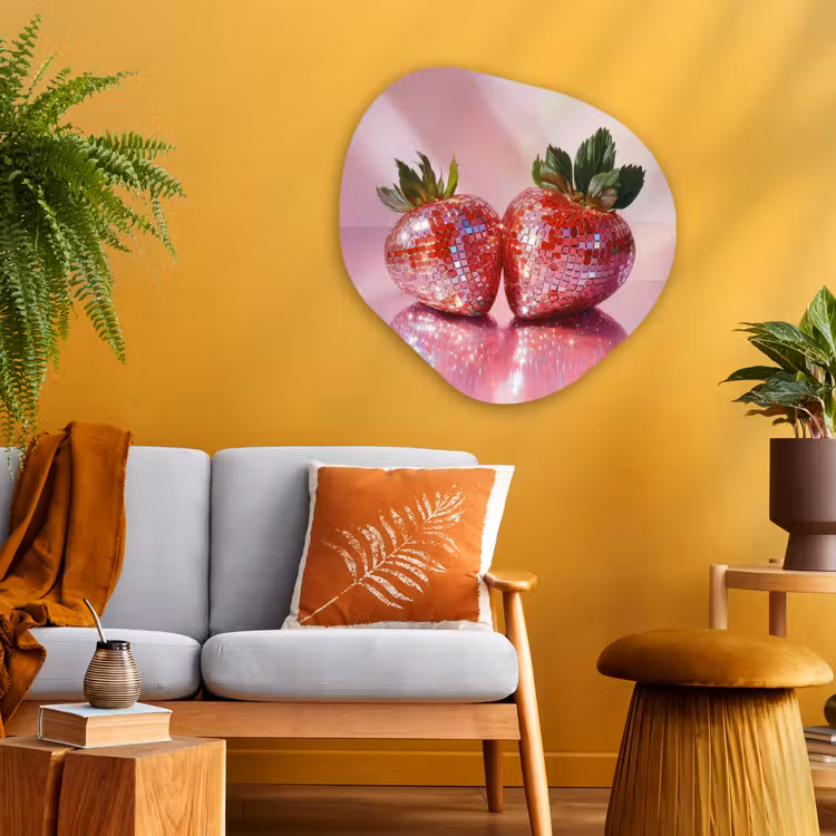 Organisch schilderij - Glas - Disco - Fruit - Glitter - Strawberry — 3