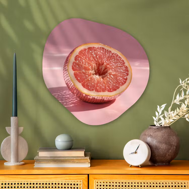 Organisch schilderij - Glas - Grapefruit - Roze - Disco - Shiny — 2