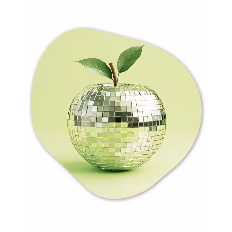 Organisch schilderij - Glas - Groen - Disco - Decoratie - Appel — 1