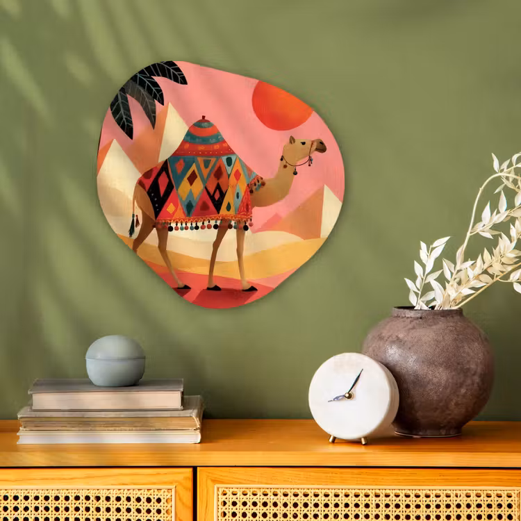 Organisch schilderij - Forex - Kameel - Pyramides - Rode zon — 2