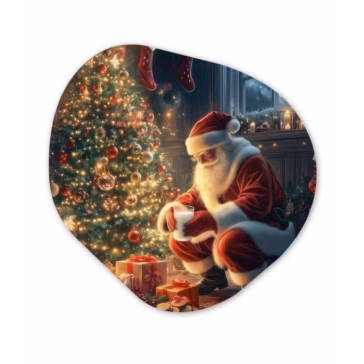 Organisch schilderij - Forex - Kerstman - Haard - Donker — 1